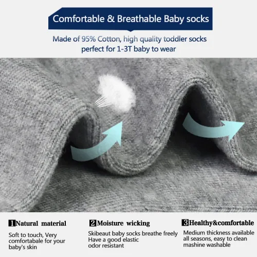 Miniatura 4 de SkiBeaut Calcetines para niños pequeños, calcetines para niños con agarres, 12 pares antideslizantes para niños pequeños y niñas con agarre para 1-7