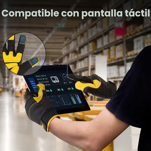 Miniatura 6 de Guantes de trabajo y seguridad para hombre, uso general, mecánica, para pantalla táctil, transpirables, ajuste flexible, acolchado en nudillos