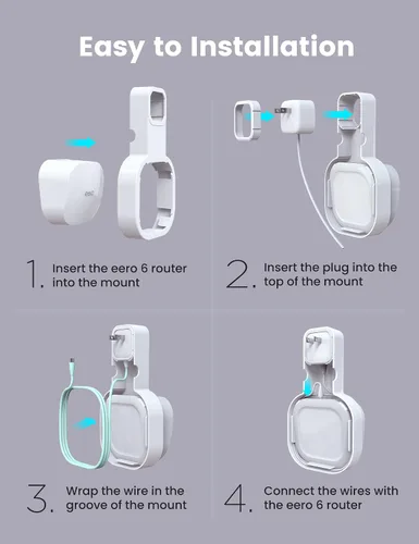 Miniatura 6 de DG-Direct Soporte de montaje en pared para eero 6 y eero 6+ Router Mesh Wi-Fi System, sin cables desordenados, soporte de montaje de pared para eero