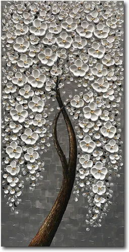 Miniatura 15 de Epicler art Pintura al óleo decorativa de flores 3D moradas pintadas a mano, arte de pared decorativo de pared de flores, arte moderno, sala