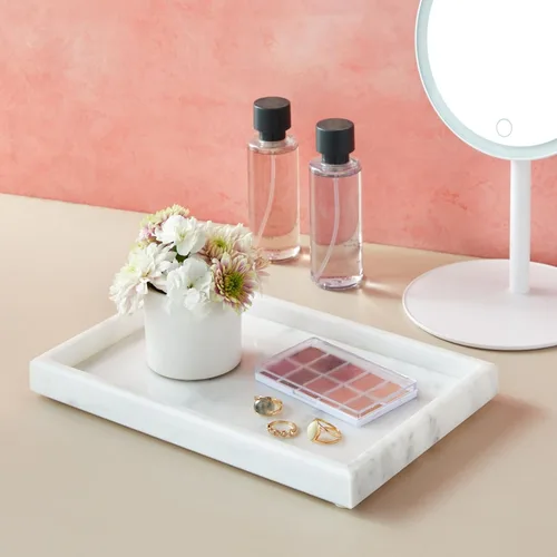Miniatura 5 de Juvale Bandeja grande de mármol para tocador, organizador de joyas y cosméticos con organizador de cajones, exhibición de baño con bandeja de jabón