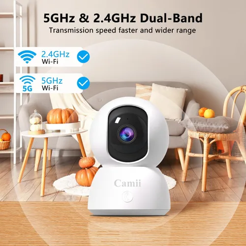 Miniatura 2 de Cámara para mascotas 2K para interiores, cámaras interiores 5G/2.4G para seguridad del hogar, cámara para bebé/perro/mascota/anciano con aplicación