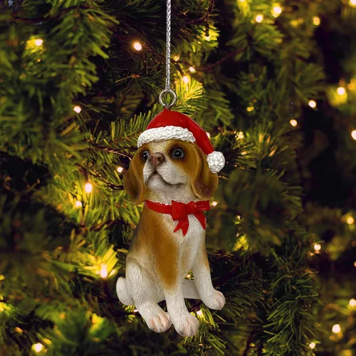 Miniatura 3 de Yuletide Designs Figura de perro adornos de Navidad con sombreros de Papá Noel