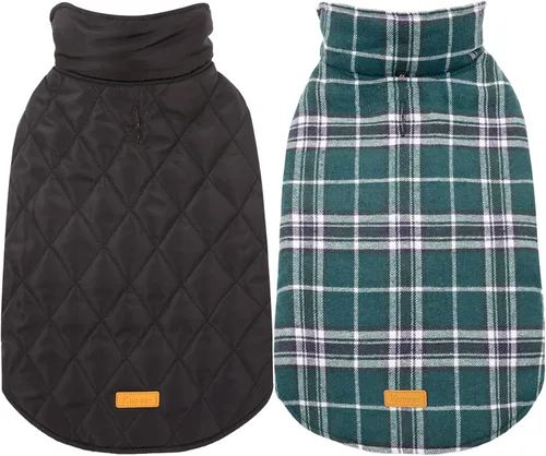 Miniatura 16 de Kuoser - Abrigo rojo para perro, abrigo de invierno a cuadros, impermeable, reversible, S-XS