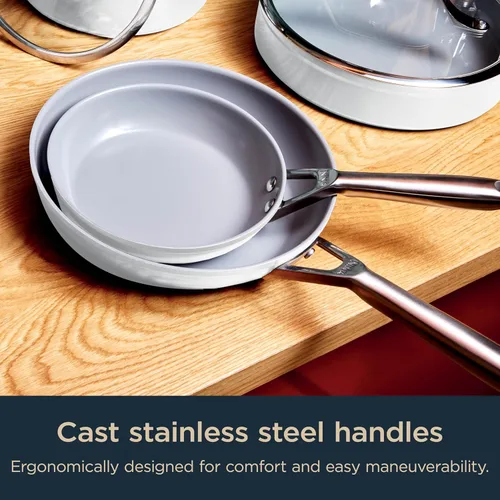 Miniatura 9 de Ninja Ceramic Pro Juego de utensilios de cocina de cerámica de 11 piezas, juego de ollas y sartenes antiadherentes con tapas de vidrio, no tóxico