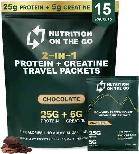 Miniatura 12 de Nutrition On The Go - Paquetes de proteína aislada de suero con creatina – 25g de proteína + 5g de creatina – Polvo de proteína de porción única