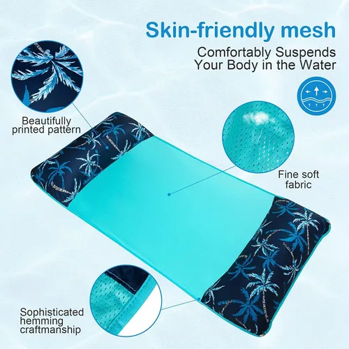 Miniatura 3 de Paquete de 2 hamacas inflables de agua para adultos, 5 en 1, tela de malla resistente, tumbona flotante que soporta 300 libras, perfecto