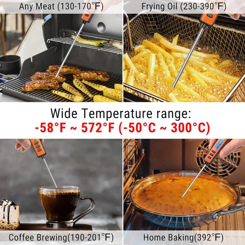 Miniatura 5 de ThermoPro TP01A Termómetro de carne de lectura instantánea con sonda larga, termómetro digital de cocina para alimentos para asar a la parrilla