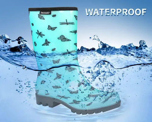Miniatura 19 de DKSUKO Waterproof Womens Rain Boots insulated,Lightweight Rubber fashion Boots in Gardening,Warm and Comfortable Wide Calf Rain Boots with Glossy in