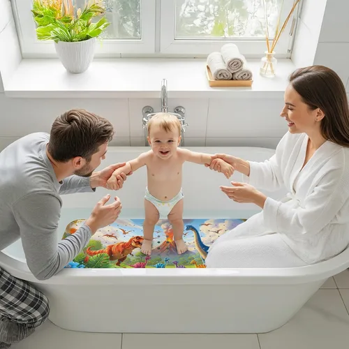 Miniatura 9 de Tapete de Baño para Bebé Mejorado con Dibujos Animados Antideslizante - 40"x16" Extra Largo Tapete de Bañera para Bebé Ecológico Duradero Tapete