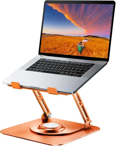 Miniatura 7 de JOYEKY Soporte para computadora portátil para escritorio, soporte de computadora ajustable con base giratoria de 360°, elevador ergonómico