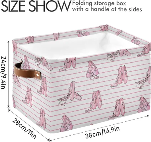 Miniatura 3 de Cesta Contenedor de Almacenamiento para Zapatos de Ballet, Caja de Almacenamiento Cúbica Grande de Lona Plegable Organizadora para Armario