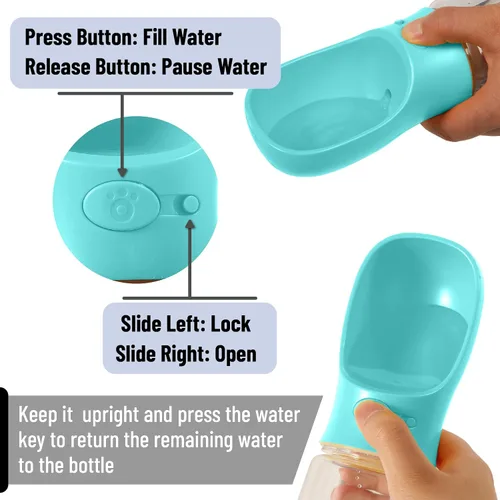 Miniatura 2 de Mr. Pen - Botella de agua para perros, 19 onzas, grande, azul aguamarina, dispensador portátil de botella de agua para perros, no apto
