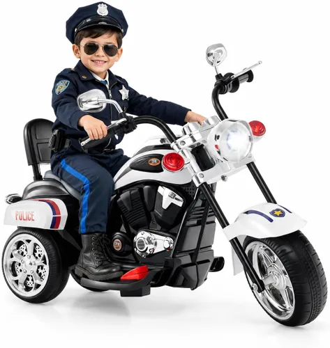 Miniatura 11 de HONEY JOY Motocicleta para niños, mini moto eléctrica de 3 ruedas con batería de 6 V, juguete de paseo con claxon y faro, pedal de pie, para niños