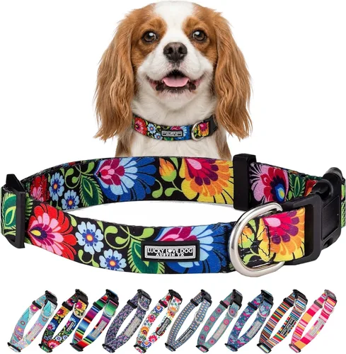 Miniatura 85 de Lucky Love Dog - Collar para perras pequeñas, diseño Blackbird de estampado alegre con flores de primavera y verano, talla XS