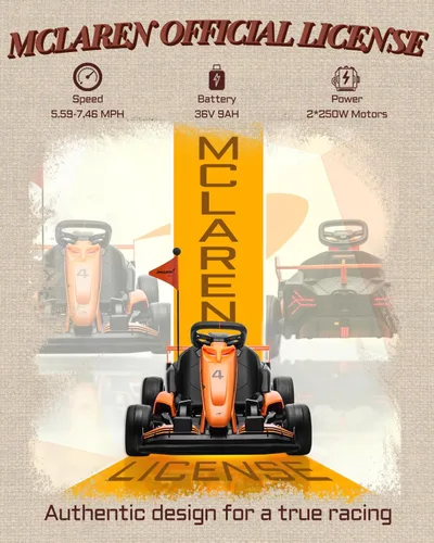 Miniatura 2 de Go Kart Eléctrico con Licencia McLaren para Niños, Batería de 36V 9AH, Kart de Deriva con Asiento Ajustable, Vehículo Montable Crazy Cart para Niños