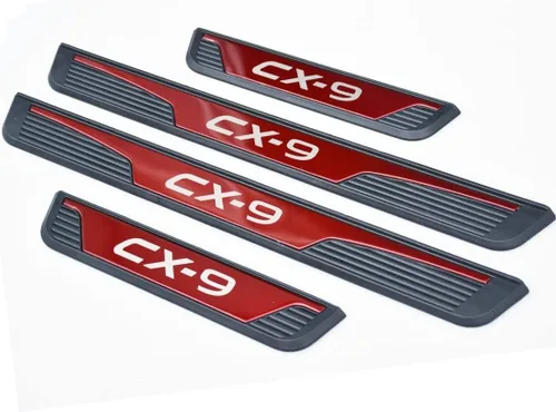 Miniatura 6 de Kit de protector de umbral de puerta inoxidable para Mazda CX-9 2017-2023 Accesorio interior (rojo)