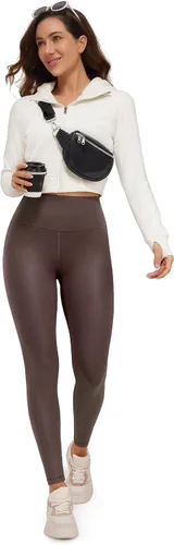 Miniatura 3 de CRZ YOGA Butterluxe Matte Faux Leather Leggings for Women 28" - High Waisted Stretch Ankle Leather Pants Pleather Tights