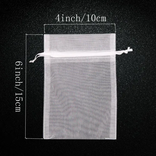 Miniatura 2 de 50 unidades de 4 x 6 pulgadas. Bolsas de organza SumDirect. Bolsas con lazo para bodas. Bolsas de regalo para Navidad.