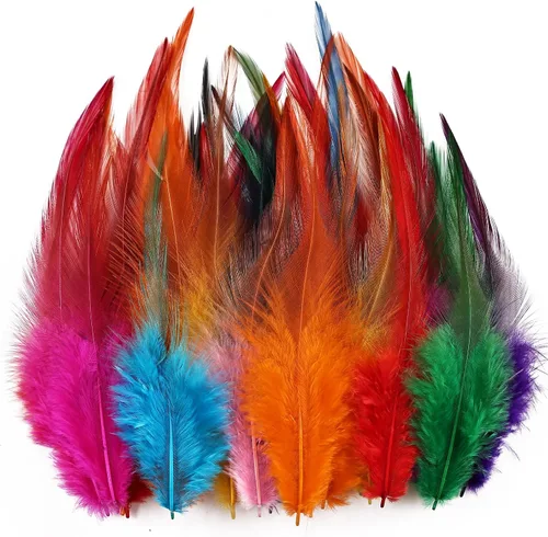 Plumas para manualidades, 240 piezas de 5 a 7 pulgadas de coloridas plumas de gallo para manualidades, pluma de crin de silla, plumas a granel para