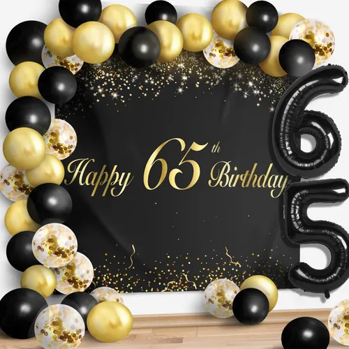 Miniatura 45 de Juego de globos negros de feliz cumpleaños 70 – Decoración de guirnalda temática de fiesta con texto en inglés "Cheers to 70 Years Old Party Theme