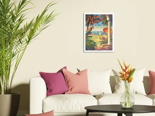 Miniatura 3 de Palm Beach Florida - Vintage Travel Poster by Kerne Erickson - Master Art Print (Unframed) 6in x 9in