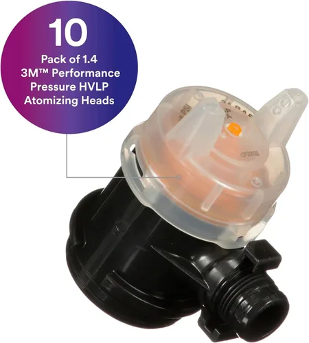 Miniatura 2 de 3M Performance Pressure HVLP Kit de repuesto de cabezal atomizador 26814, tamaño 1.4, naranja, para uso con pistola rociadora industrial 3M