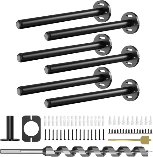 Miniatura 11 de 4 soportes de pared para estantes flotantes de alta resistencia, soportes invisibles negros para estantería, accesorios decorativos flotantes