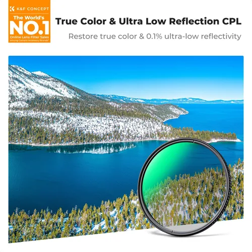 Miniatura 2 de K&F CONCEPT 37mm Filtro polarizador CPL de reflectividad ultra baja True Color Filtro polarizador de lente circular para lentes de cámara con 28