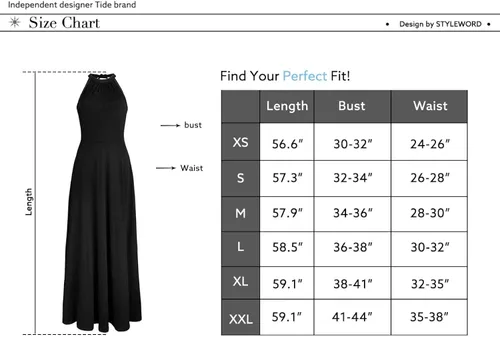 Miniatura 6 de STYLEWORD - Elegante vestido largo para mujer cuello halter y hombros descubiertos