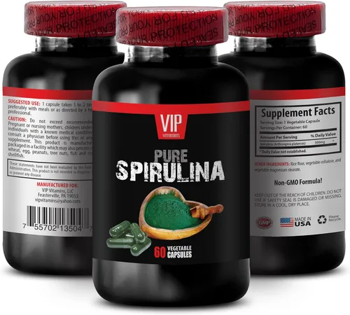 SPIRULINA Cápsulas - Polvo de espirulina orgánica, apoyo inmunológico, nutrición limpia, fuerza natural, cápsulas de espirulina orgánica, apoyo