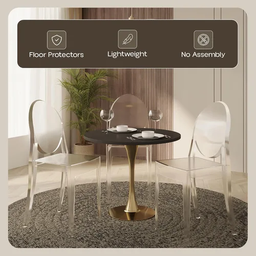 Miniatura 6 de Marion - Silla de comedor de acrílico transparente, juego de 2