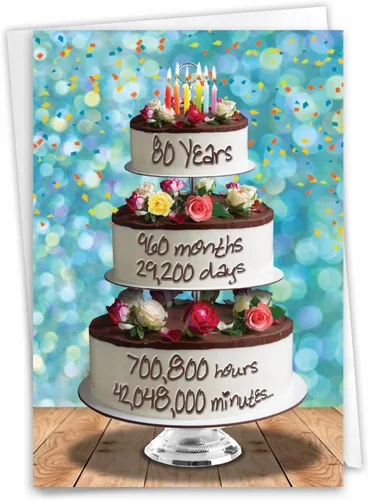 Miniatura 11 de NobleWorks - Tarjeta de cumpleaños número 80 divertida - Celebración de 80 años, tarjeta de humor de hito para abuelos, padres - Ecuación de edad 80