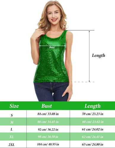 Miniatura 7 de Camiseta sin mangas con lentejuelas con purpurina para mujer, chaleco brillante, camisola con purpurina para mujeres y niñas