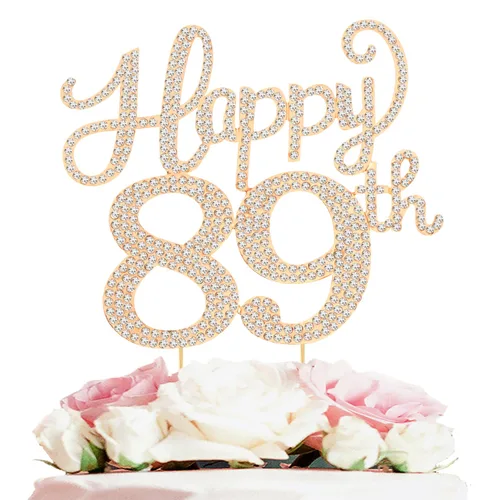 Miniatura 43 de LASKYER Decoración de feliz cumpleaños número 10, decoración de pastel de diamantes de imitación dorados de 10º cumpleaños – Letrero de metal