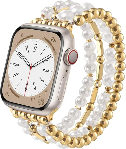 Miniatura 23 de VISOOM Pulsera de cuentas compatible con Apple Watch Band 40mm/38mm/41mm/42mm Series 11 10 9 8 7 Se(3 2 1) Series 6/5/4 Correa de reloj de moda