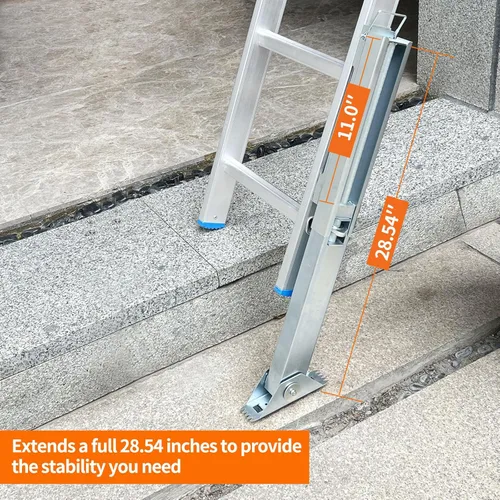 Miniatura 2 de Par de niveladores de escalera para escalera de extensión, nivelador de suelo de pierna de escalera de extensión ajustable, con poste de acero