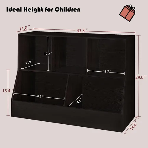 Miniatura 3 de DINZI LVJ Organizador de almacenamiento para juguetes, estantería para niños, gabinete de almacenamiento de juguetes de madera, estantería