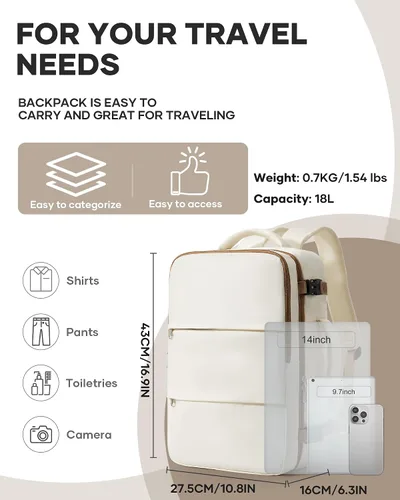 Miniatura 2 de Mochila de Viaje para Computadora Portátil para Mujeres, Mochila de Equipaje de Mano, Bolsa de Viaje para Artículos Personales, Artículos Esenciales