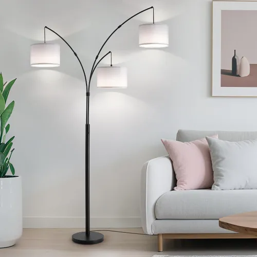 Miniatura 2 de Lámpara de pie con control remoto, lámparas de pie de arco de 3 luces para sala de estar, lámparas de pie altas de 2400 lm con pantallas blancas