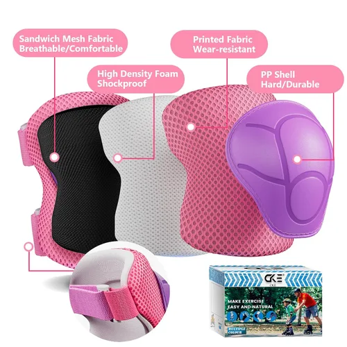 Miniatura 2 de Rodilleras para niños, rodilleras y coderas, conjunto de equipo de protección para niños y niñas con protectores de muñeca 3 en 1 para patinaje