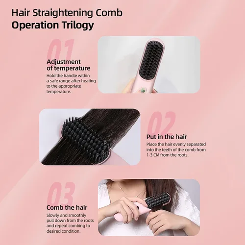 Miniatura 6 de Bestauty Cepillo alisador de pelo inalámbrico, tecnología de calentamiento rápido de los años 20, 320℉-356℉-392℉ 3 niveles ajustables, cepillo