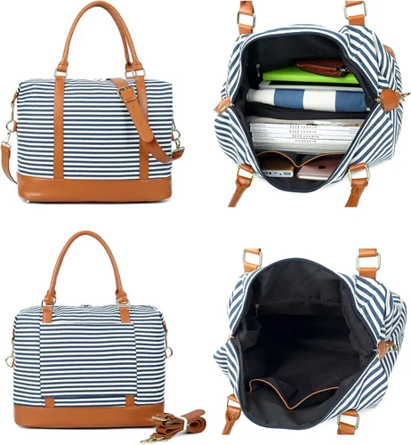 Miniatura 47 de BLUBOON Bolsas de viaje con cremallera, bolsa de lona para mujer, bolsa de fin de semana para mujer, bolsa de lona para llevar en la bolsa de lona