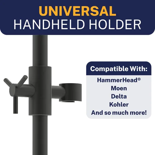 Miniatura 4 de HammerHead Showers® Barra deslizante de ducha de metal sólido de 27.5 pulgadas para cabezales de ducha de mano, negro mate, cabezal de ducha