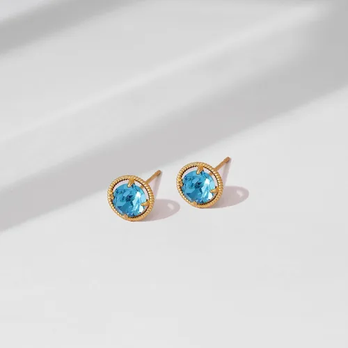 Miniatura 4 de Tienda Essentials 10k Gold Made with Infinite Elements Imported Crystal Birthstone Stud Earrings (previously Tienda Collection)