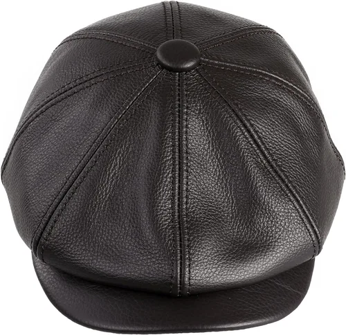 Gorra plana de Newsboy para hombre, 100% piel de vaca genuina, Gatsby Ivy Golf Cabbie Hat Marrón