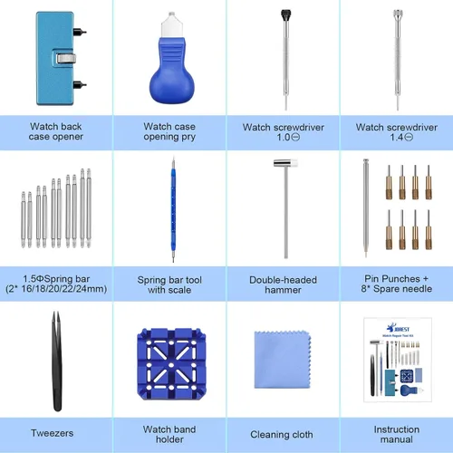 Miniatura 7 de JOREST Kit de reparación de relojes, para reemplazo de batería de reloj y ajuste de correa de reloj y limpieza de relojes, removedor de espalda