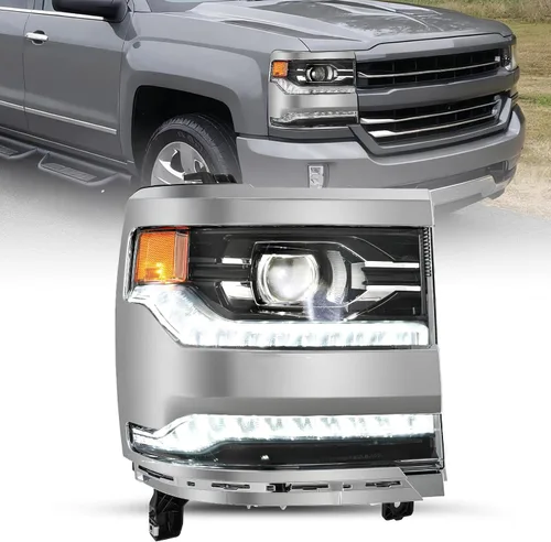 Miniatura 19 de JSBOYAT HID/Xenon para Chevy Silverado 1500 2016-2019 Conjunto de Faros Delanteros de Repuesto Proyector LED DRL Estilo OE de Fábrica Par Juego
