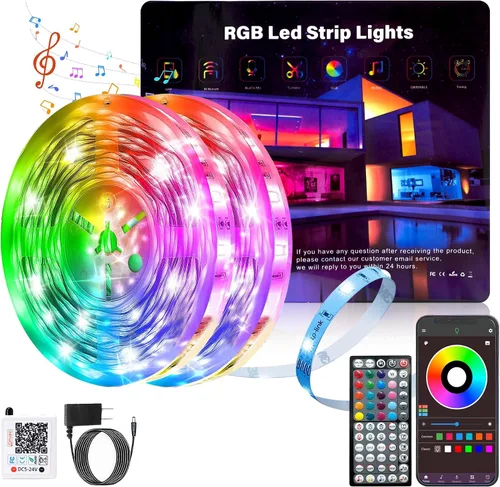 Miniatura 11 de Ledagic Luces LED RGB de 150 pies para dormitorio, sincronización de música, tira de luces LED RGB con aplicación y control remoto, luces LED