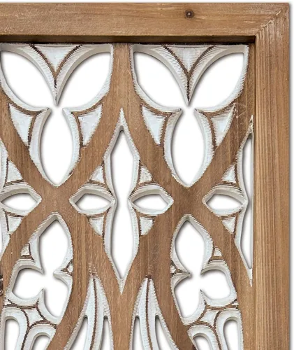 Miniatura 4 de XIAOAIKA Arte de pared de madera bohemia tallada a mano, paneles decorativos de pared grandes, escultura de madera envejecida antigua, elegante